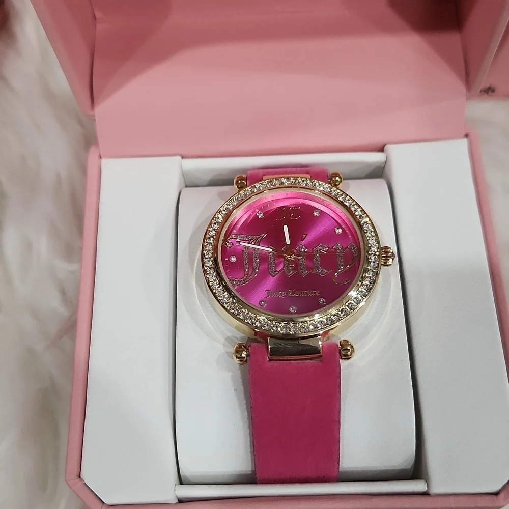 🩷▪️JUICY COUTURE ▪️RHINESTONE FUSHIA GOLD WATCH